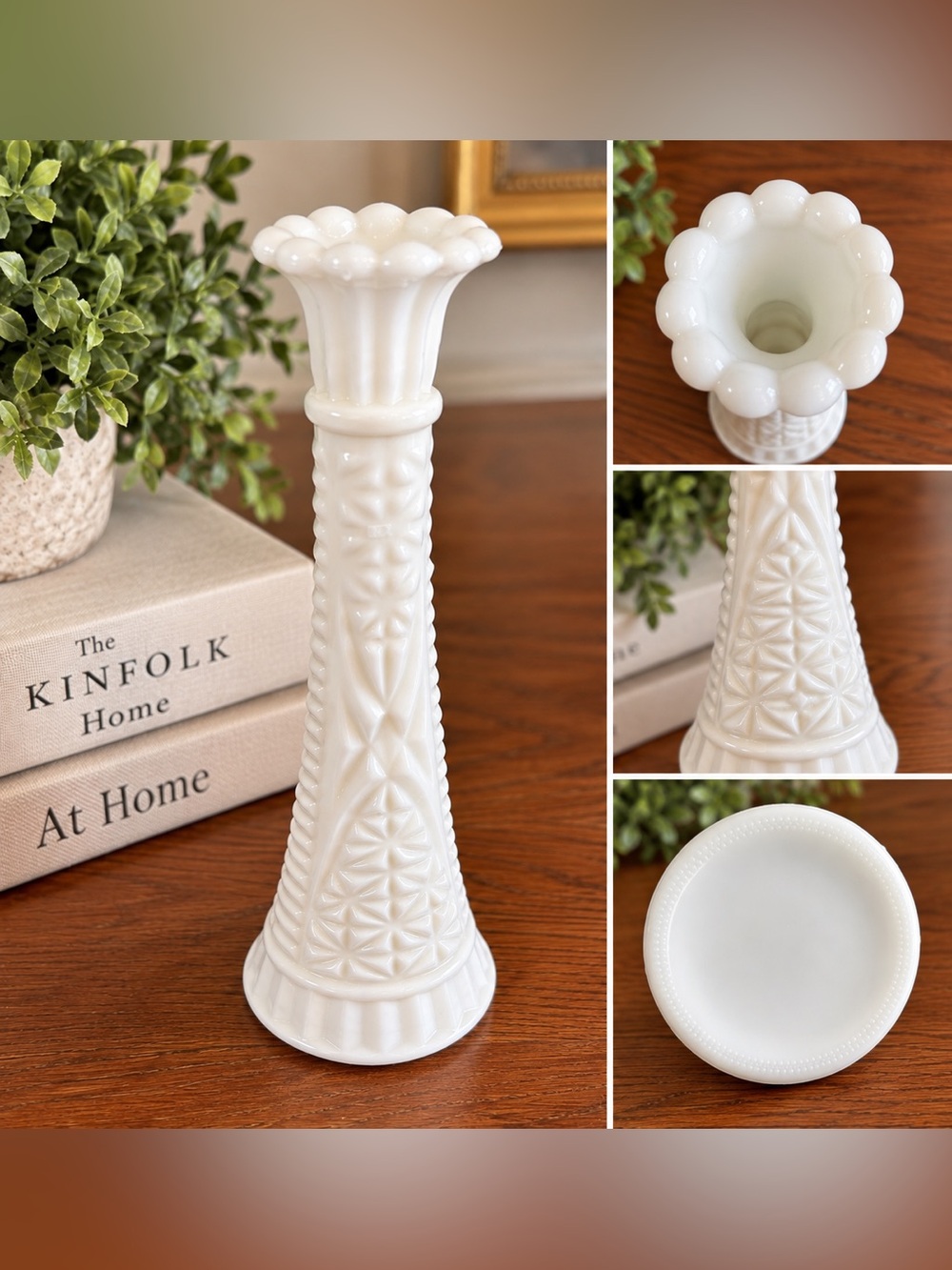 Vintage Elegant White Milk Glass Bud Vase
